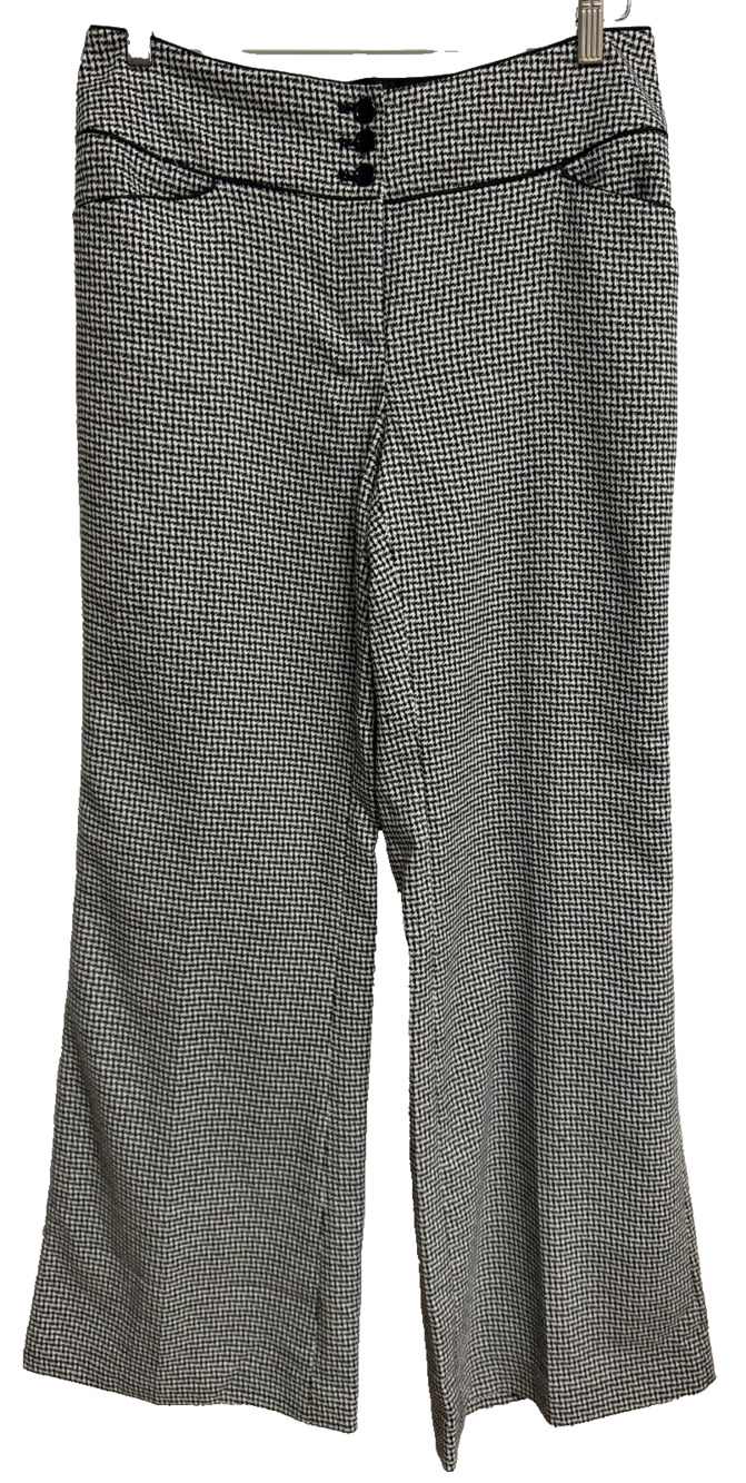 White House Black Market Dress Pants Women 6 Houndstooth Flare Trousers NEW